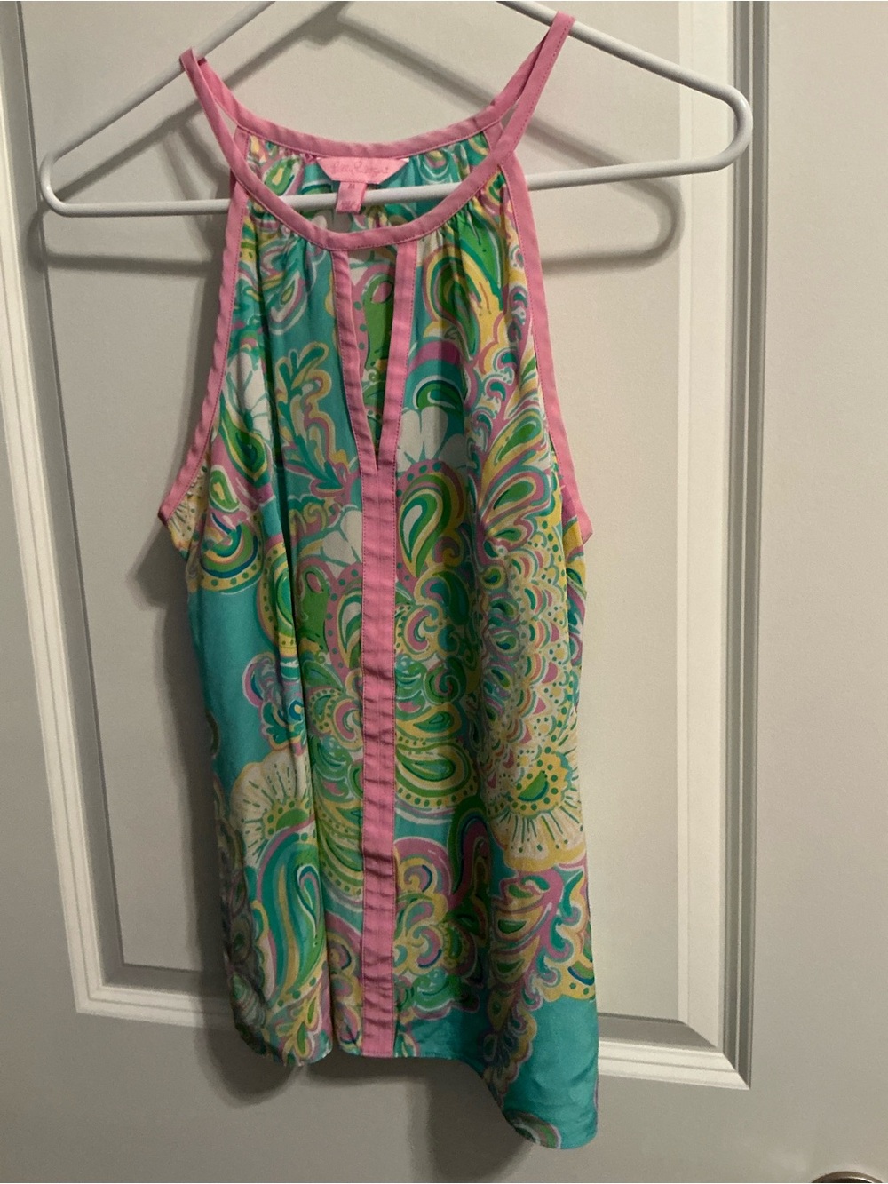 Lilly Pulitzer turquoise and purple Paisley Halter Top